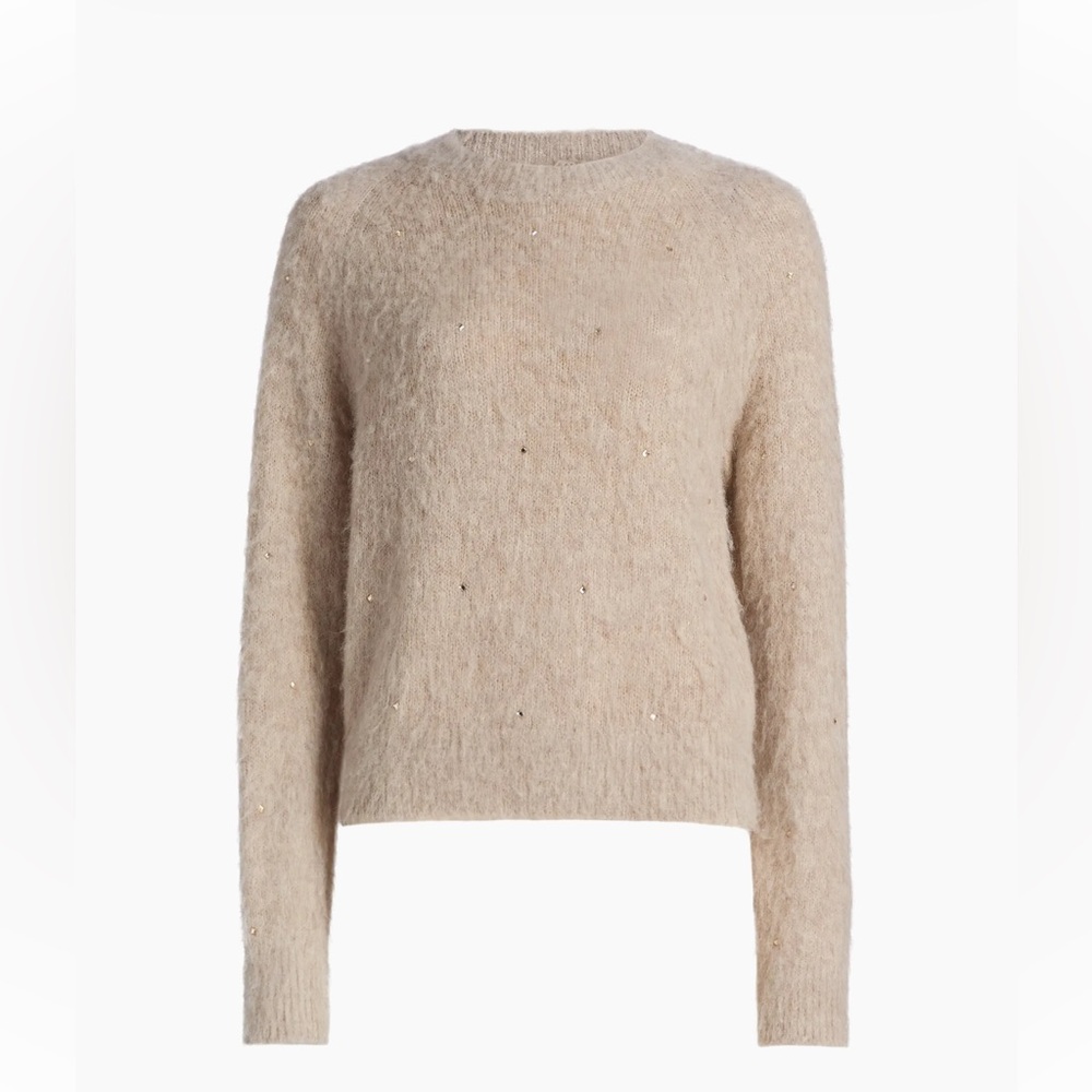 A.L.C. Frankie Crystal Crewneck Sweater in Taupe